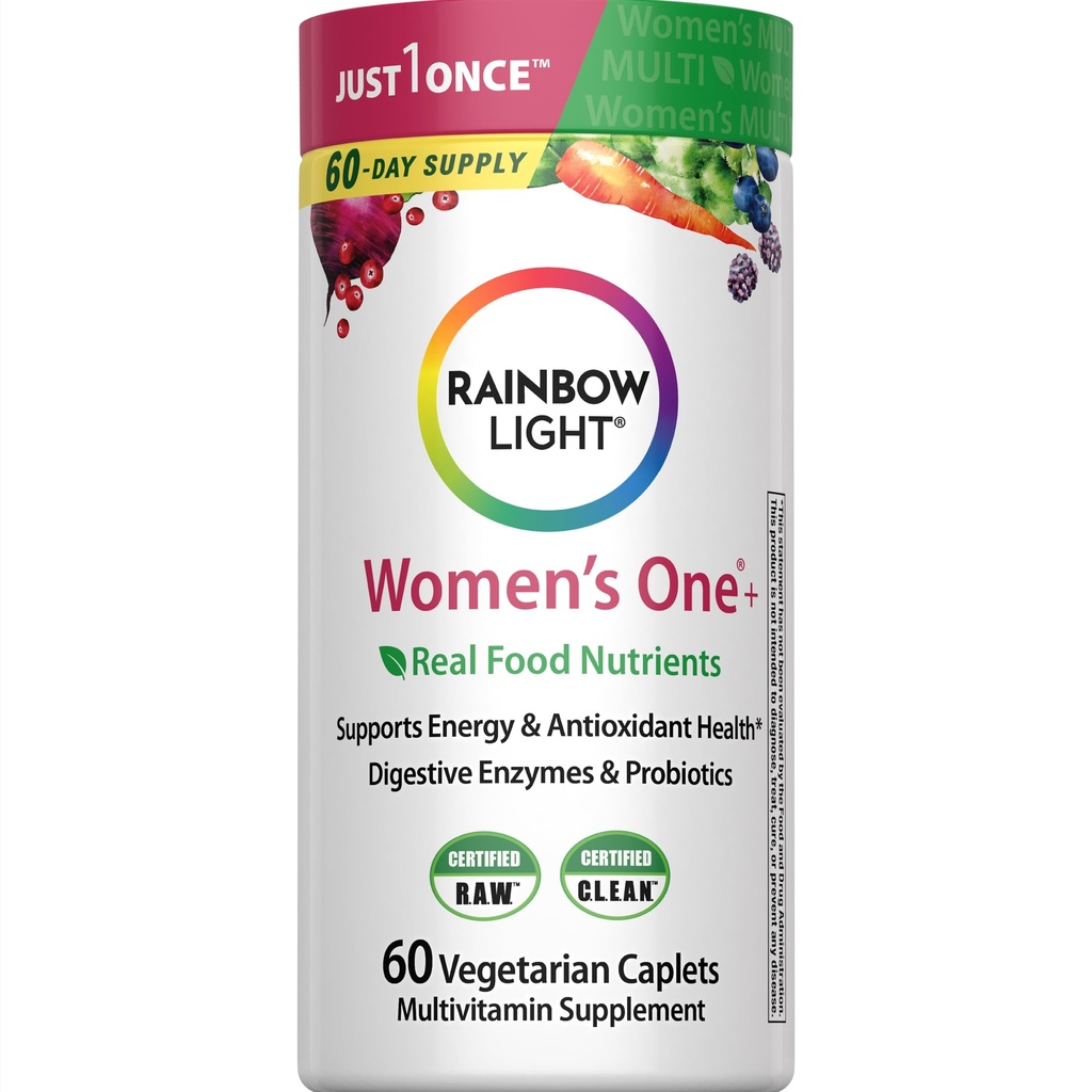 Rainbow Light Womens One High-Potency Daily Multivitamine, Womens Multivitamine biedt high-Potency Immune Ondersteuning, met vitamine C, Biotine en Ashwagandha, Vegetarisch, 60 Tellen