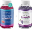 Suikervrij Magnesium Gummies voor volwassenen 500 mg & Iron Gummies met vitamine C voor volwassenen & kinderen, veganist, glutenvrij, ontspannen, energie-ondersteuning, non-GMO, 60 Gummy Vitaminen