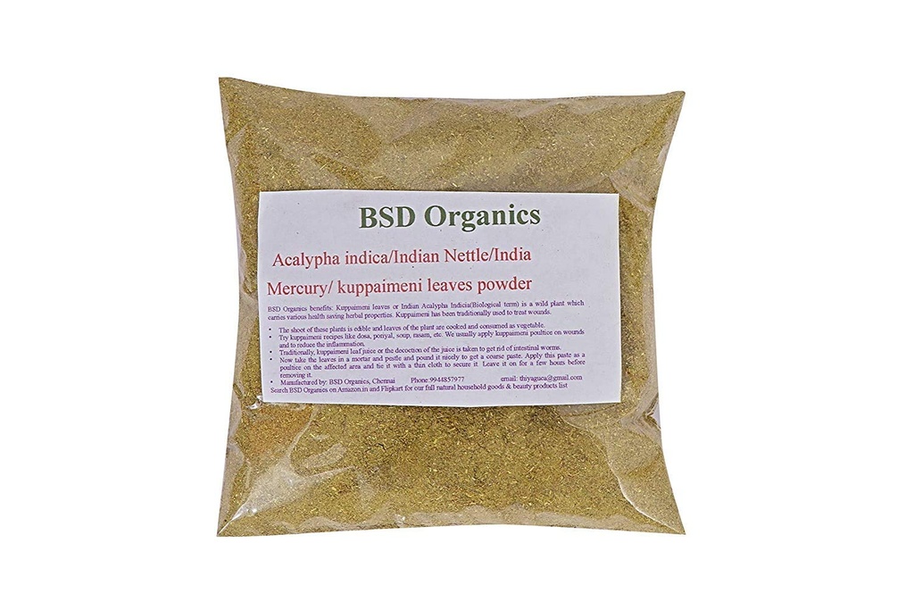 BSD ORGANISCS Bladeren Poeder van Acalypha indica/Indian Nettle/Indian Mercury/Indian Copperleaf/kuppaimeni (50 Gram / 1,7 Ounce)