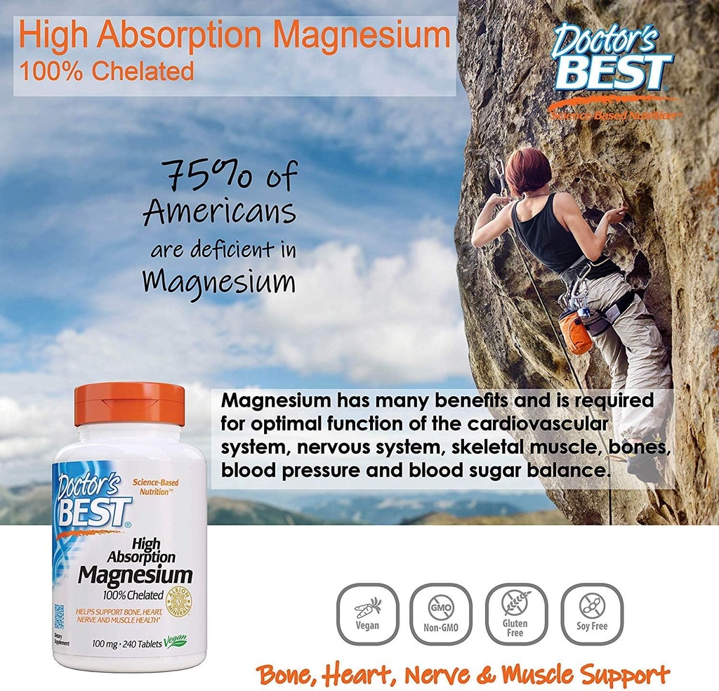 Hoge Absorptie Magnesium Glycinate Lysinate FamilyValue 2Pack (240 tabletten) XOX#Doctor's