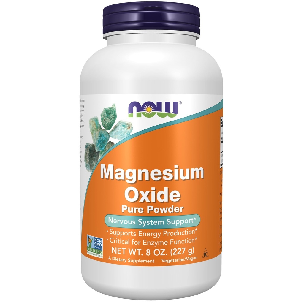 NOW Voedingssupplementen, Magnesiumoxide, Enzyme Functie*, Zenuwstelselondersteuning*, 8-Ounce
