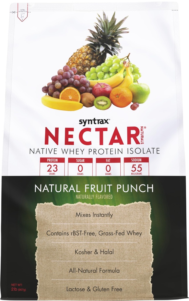 Syntrax Nectar Naturals, All Natural Wei Protein Isolate, Smooth & Juicy, Natural Fruit Punch, 2 lbs.