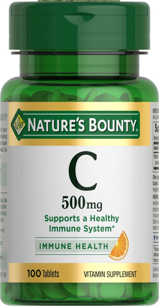Nature's Bounty Vitamine C Tablets, Vitamine Supplement, Ondersteunt een gezond immuunsysteem, 500mg, 100 Tellen