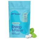 Neuro Energy & Focus Gum - 40mg Natural Cafeïne Gum & Nootropic Energy Supplement with L-Theanine & B Vitaminen - Sugar Free, Vegan - Peppermint, 90ct
