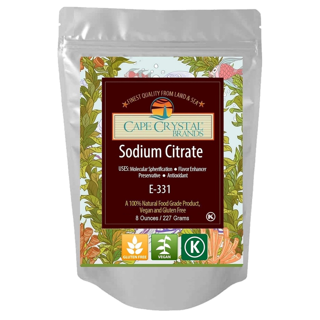 Natrium citraat 100% Food Grade Voorkomt vroege gellation in Spherification - Kosher Certified (8 Oz)
