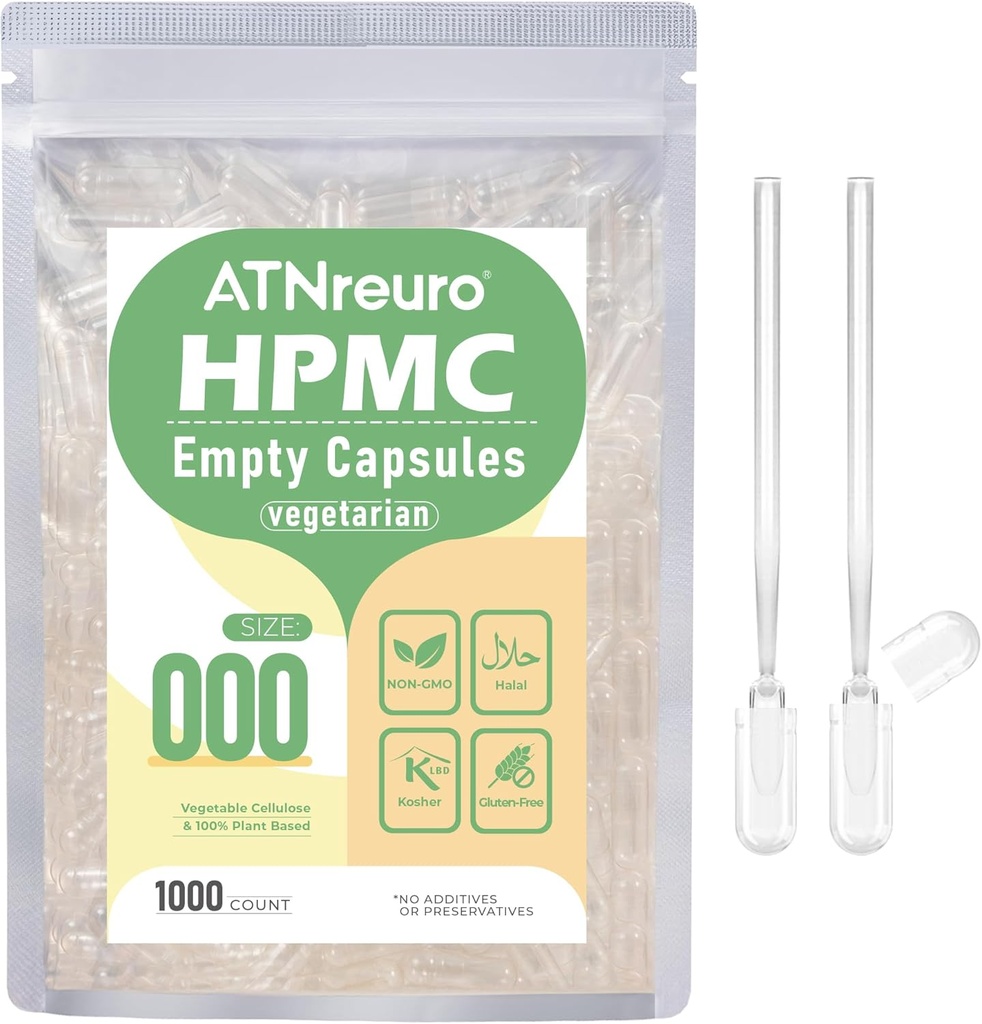 000 Lege Vegan Capsules met 2 Micro Lepels - 1000 Graaf Lege Vegetarische Capsules - Lege Pill Capsules voor Powders Supplementen