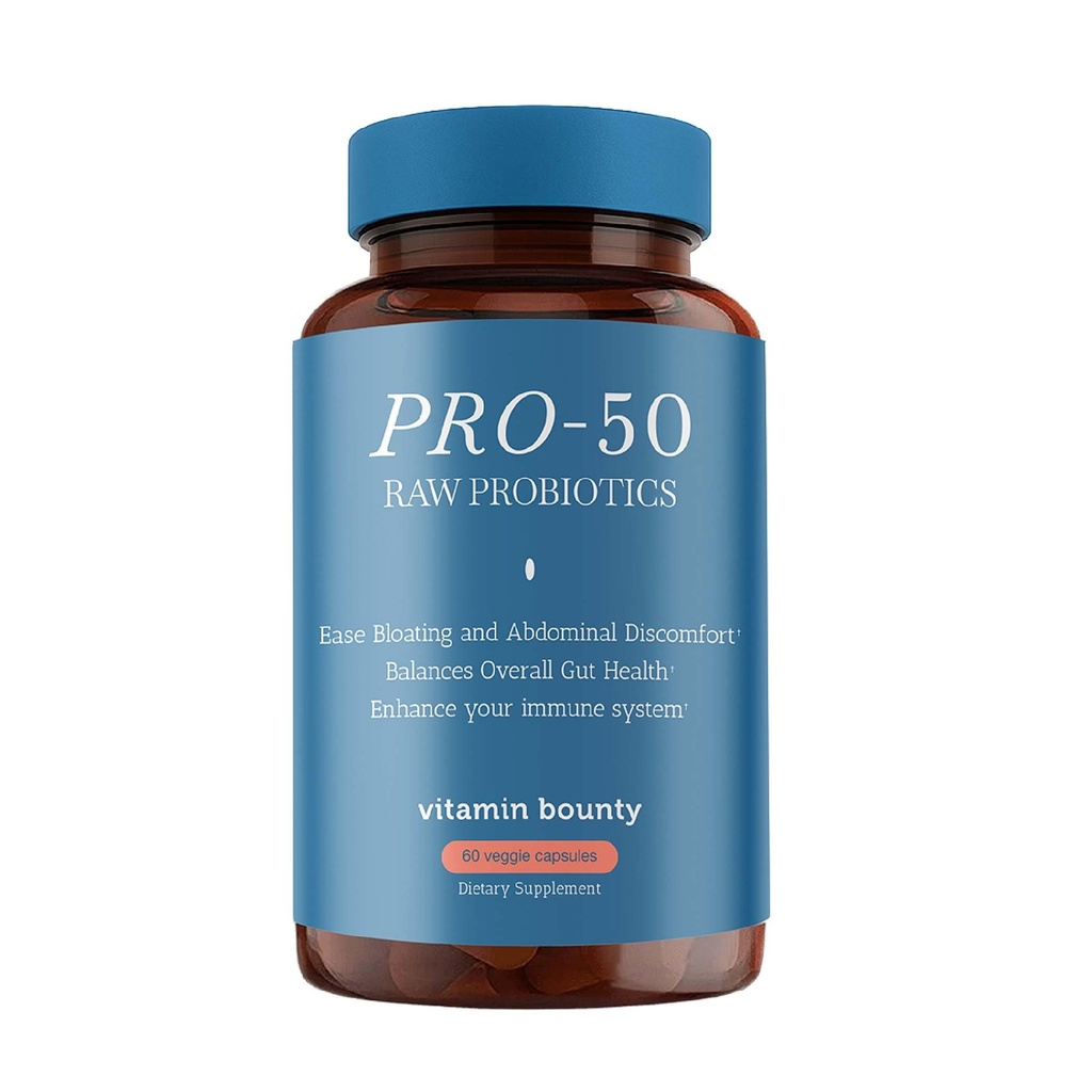 Vitamine Bounty Pro-50 Probiotica 50 miljard CFU voor vrouwen en mannen - 13 Multi Stain Probiotic + Prebiotic - Digestieve Gezondheid Supplementen voor Gut Health Ondersteuning - Vertraagde Release Capsules voor mannen en vrouwen