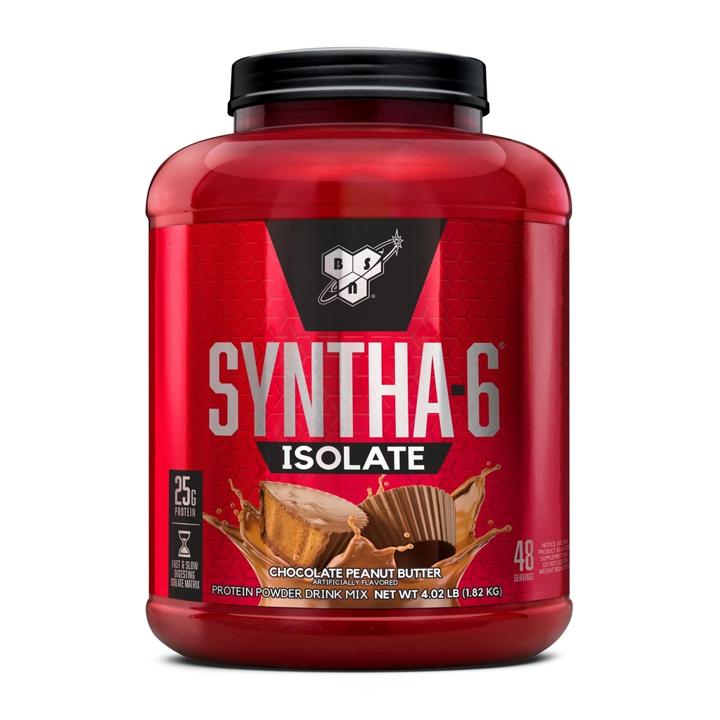 BSN SYNTHA-6 Isolaat Proteïnepoeder, Pindakaas Proteïne Poeder met Wei Proteïne Isolaat, Melk Proteïne Isolaat, Smaak: Chocolade Pindakaas, 48 Servers
