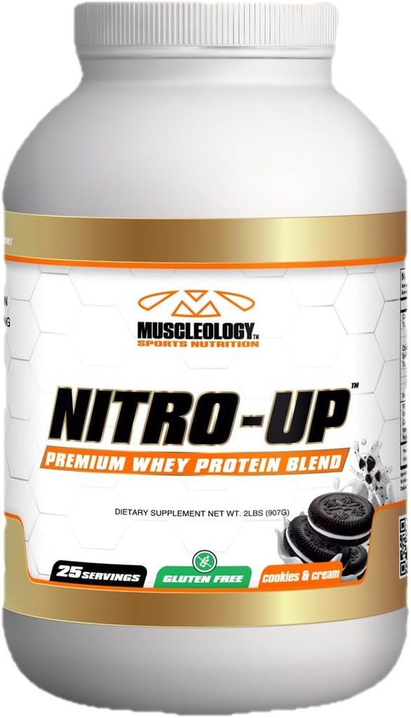 MUCLEOLOGIE Nitro-Up Gehydrolyseerde Wei Isolaat Proteïne, Cookies & Cream, 2 Pond