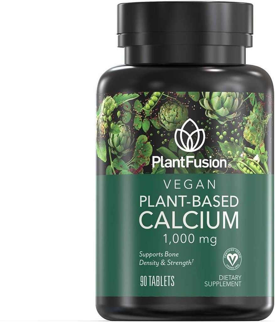 PlantFusion Vegan Calcium, Premium Plant Based Calcium (1000mg) Gemaakt van IJslandse Red Algen, Plus Magnesium, D3, K2 en Boron, 90 Vegan Tablets