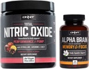 ONNIT Nootropic + Preworkout Stack - Alpha Brain (90ct) + Totaal stikstofoxide (Harvest Fruit)