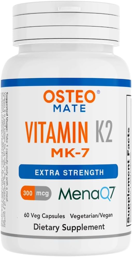 Osteo Mate® vitamine K2 (MK-7) 300 mcg supplement, extra sterkte, 60 Veg capsules