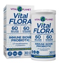 Vital Planet - Vital Flora Immune Support Probiotic, 60 miljard CFU, 60 Diverse Strains, 7 Biologische Paddestoel Supplement Mengen met Prebiotica, Plank Stabiele Digestieve Gezondheid Probiotica 30 Capsules