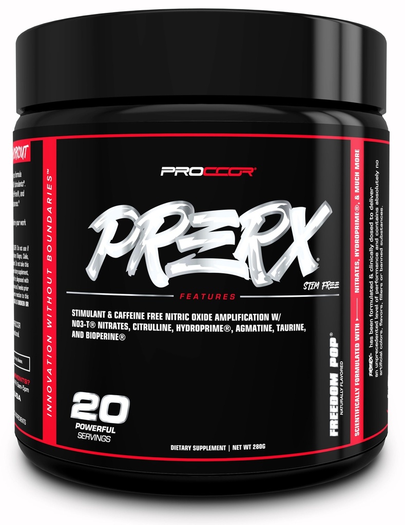 PreRx Cafeïne Gratis Versie - Volledig klinisch gedoseerd, wetenschappelijk geformuleerde prestaties Pre workout met nitraten, natuurlijk smaakvol - 20 Servers (Freedom Pop)