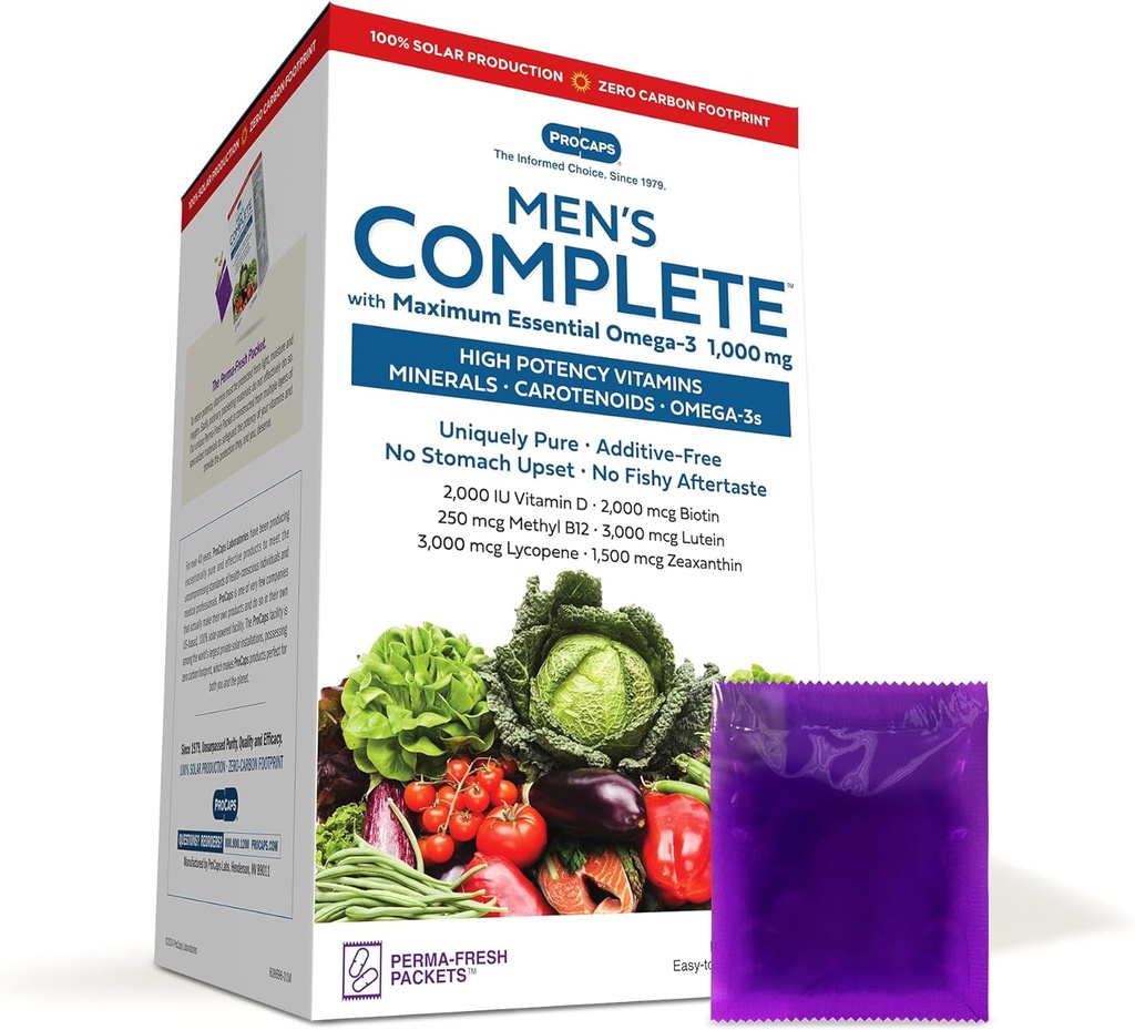 ANDREW LESSMAN Multivitamine-Men's Compleet met maximale essentiële Omega-3 1000 mg 30 Packets - 30+ Hoge potenties van alle voedingsstoffen, essentiële vitaminen, mineralen, carotenoïden. Geen additieven