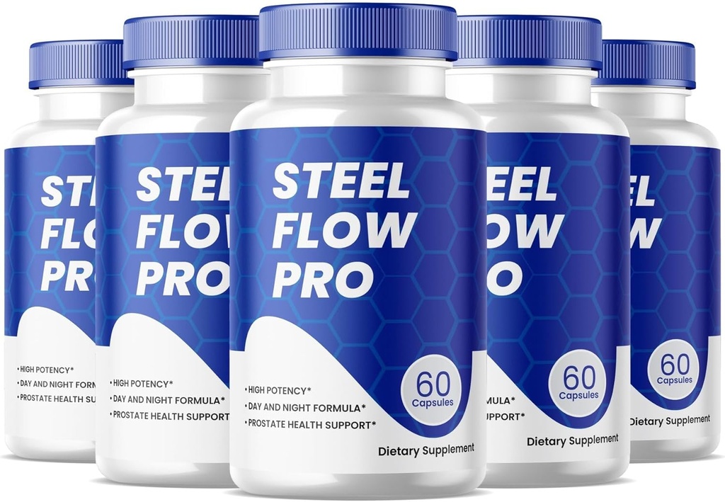 Steel Flow Pro Capsules, Prostate Health Supplement Pillen - Maximale sterkte, Ondersteunt Prostate Health, All Natural Formula Pack van 5 (300 capsules)