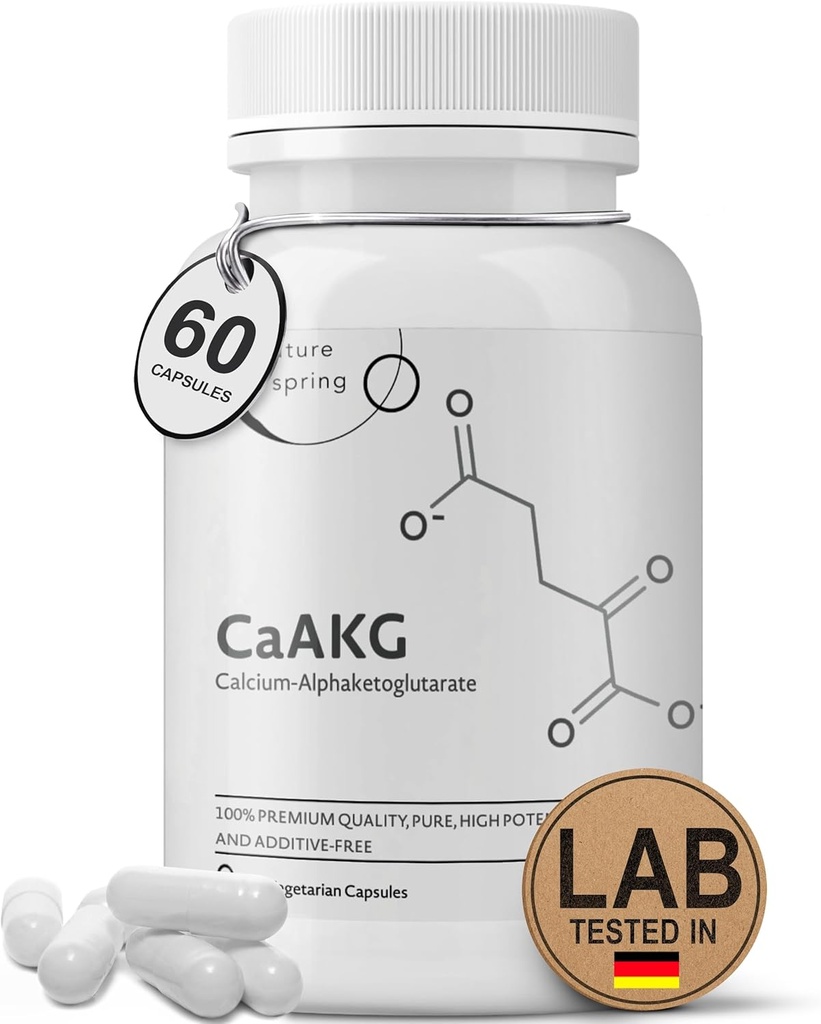 CaAKG Supplement (Alpha Ketoglutaraat) (1.000 mg per 2 capsules Serving, 60 capsules). Ondersteunt Cellular Energy
