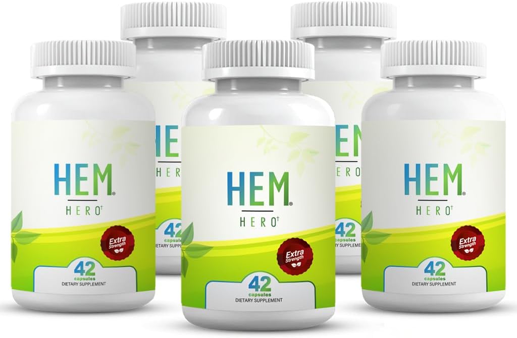 Hem Hero® behandeling van aambeien met extra sterkte - vermindering van zwelling, jeuk en jeuk - 42 capsules (5-pack)