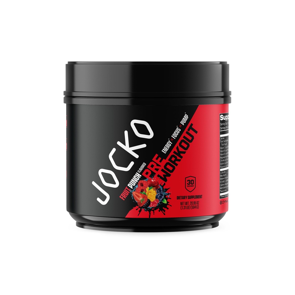 Jocko Fuel Pre Workout for Men & Women - High Stim Low Sugar Blend with Beta Alanine + L-Citrulline, Support Muscle Pump, Energy, & Recovery, 200mg of Caffeine Fruit Punch, 30 Servings 1.31lbs (594 G)