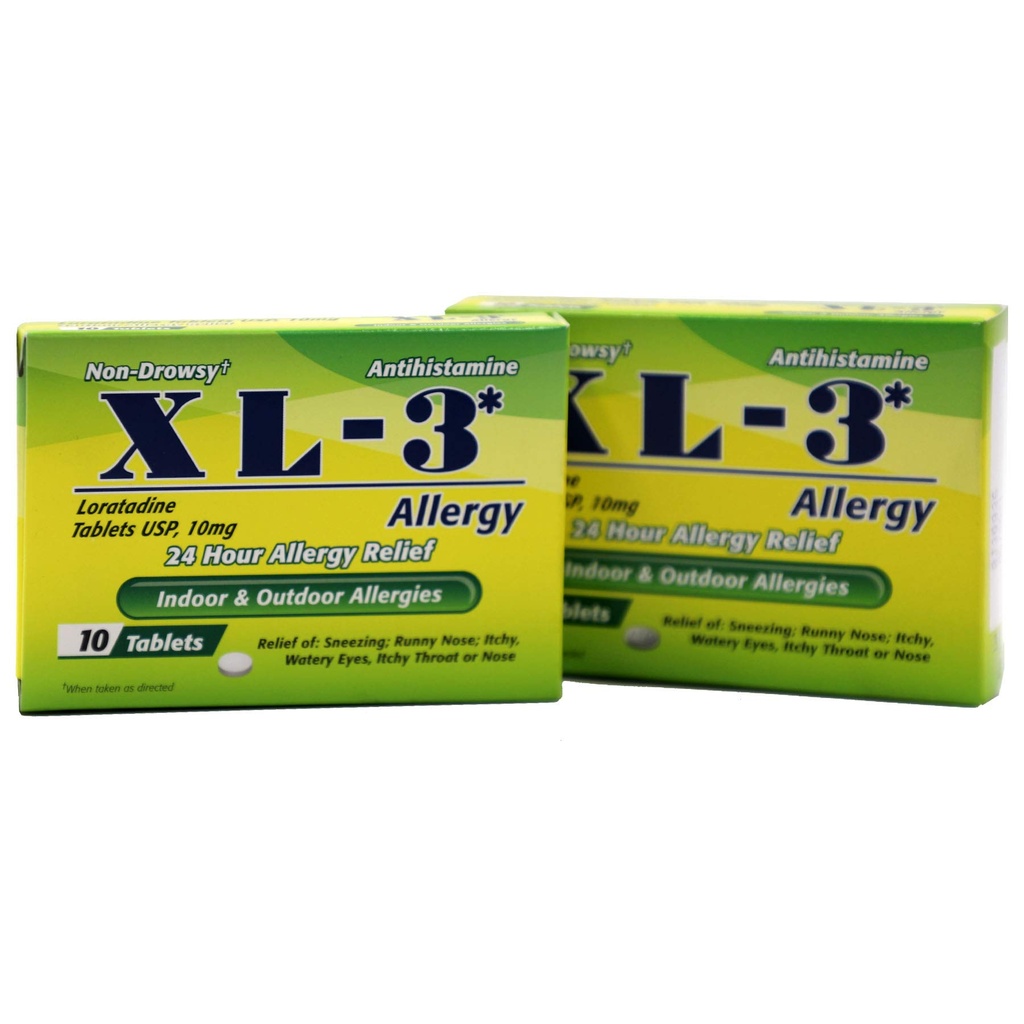 XL-3 Allergie, 24 uur Allergie Relief, 2-pack met 10 tabletten elk
