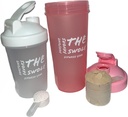 Shaker Bottle [2 pack] for Protein Shakes, pre-workout en post-workout. Eén 24-ounce / één 14-ounce. Diverse kleuren. (Roze/schoon)