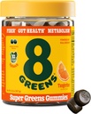 8Greens Fiber Super Greens Gummies Fiber, Gut Health, Metabolisme. Digestieve gezondheid, Boost Immune System & Digestieve gezondheid met 8 Real Greens - niet-GMO Formule, Gummy, Tangerine smaak, 50 Tellen