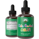 Kinderen Vitaminen van kruiden. Liquid Kids Herbal Multivitamine. Geen Bitter smaak. Suikervrij 14-in-1 Veganistisch supplement druppels voor peuters, kinderen, tieners. gemengd in water ze niet eens proeven het