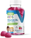 Viteey Vitamine D3 Kids Gummies 25mcg 1000 IE - Bone Health, Immune Health, Joint Muscle Support - Vegetarisch, Gelatinevrij, Glutenvrij, GGO-vrij - Smakelijk Kauwbaar Berry Flavored