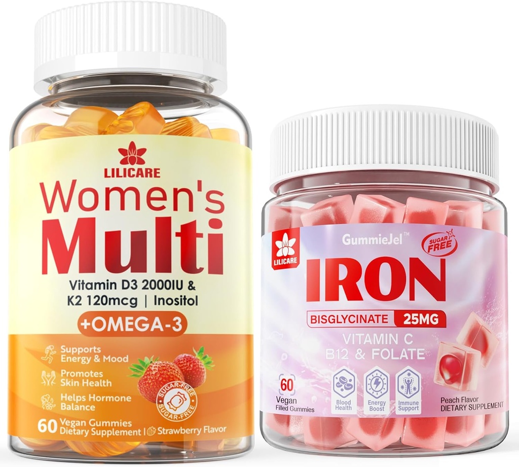 Vegan Iron Gummies + Womens Multivitamine Gummies