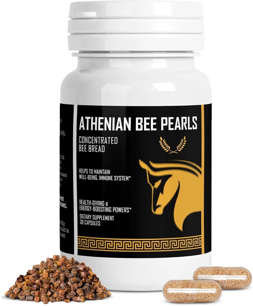 Bee Pollen Supplement Athenian Bee Pearls Natural Immunity & Vitality Support Bee Pollen Capsule 
