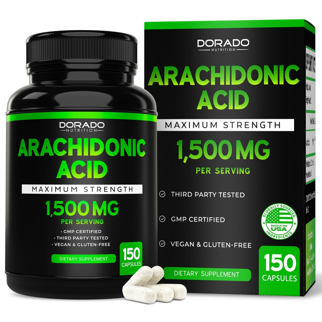 Arachidonzuursupplement 1500 mg (150 capsules) - spier- en krachtsupplement voor spiermassa en Recovery voor mannen en vrouwen - Glutenvrij & niet-GMO - 3rd Party Tested - (150 capsules)