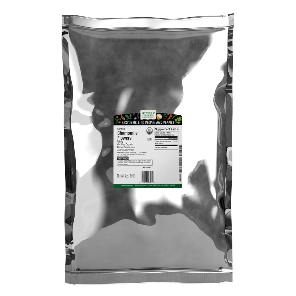 Grens Co-op Biologische Hele Kamille Bloemen, Kosjer, Bulk Herb - gedroogde kamille Bloemen voor thee, Natuurlijke Huidverzorging Recepten en Meer 