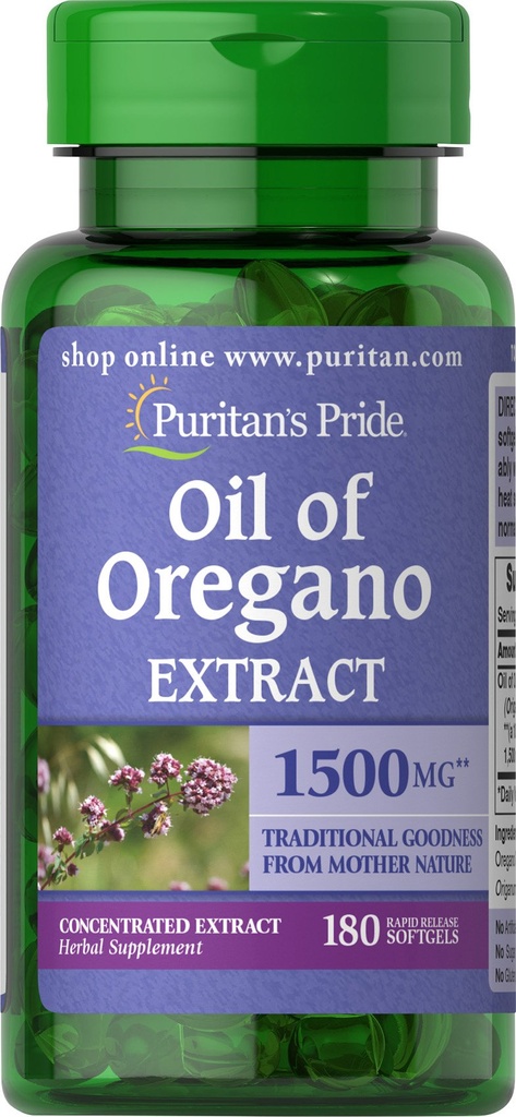 Puritans Pride Oil of Oregano Extract (1500 mg) -180 Softgels