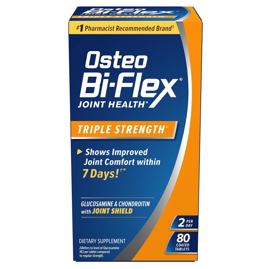 Osteo Bi-Flex Triple Strength, Glucosamine Chondroitin met vitamine C Joint Health Supplement, Coated Tablets, 80 Tel.