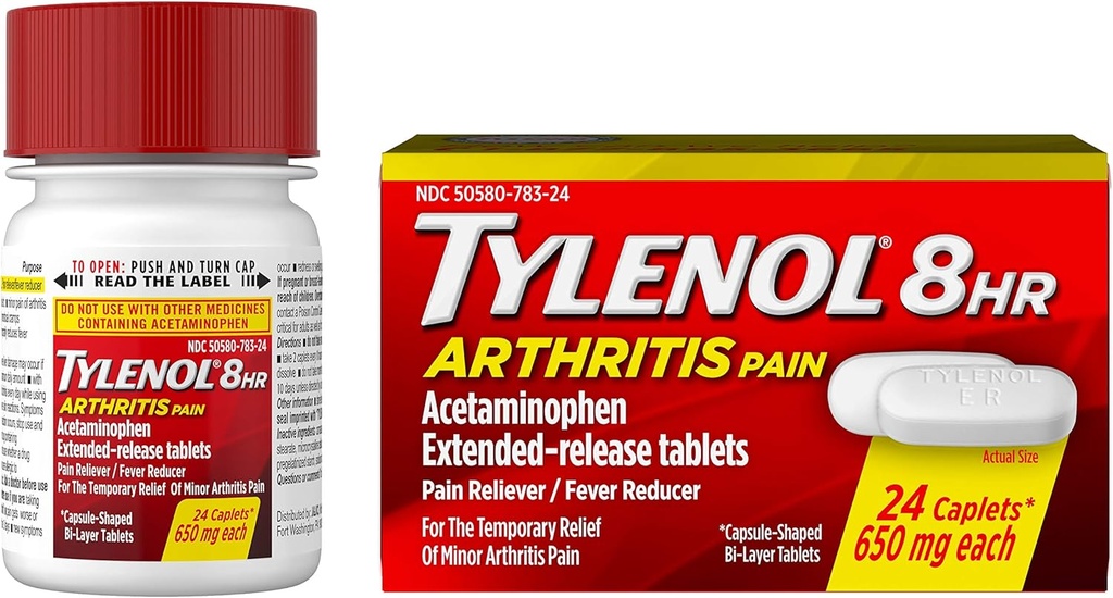 Tylenol 8 uur Artritis Pijn Tabletten met Acetaminofen voor gewrichtspijn, 24 st.