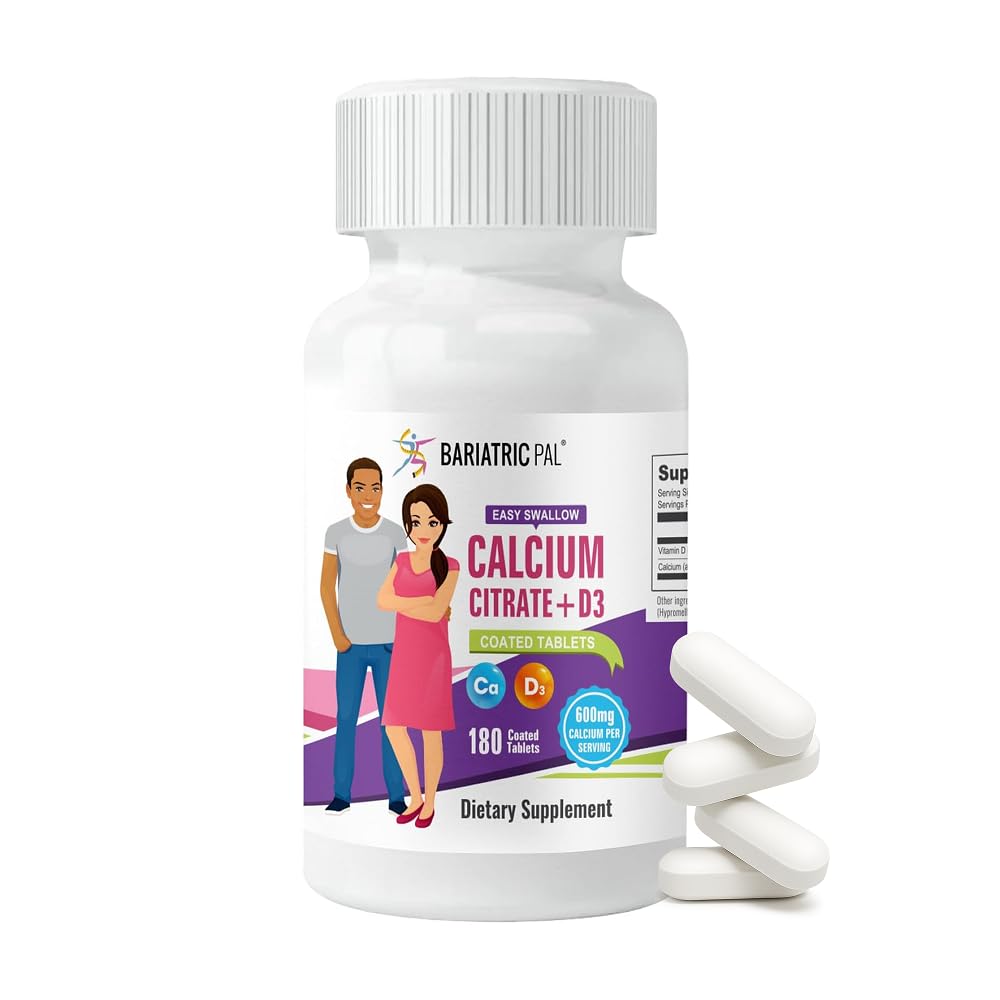 BariatricPal Easy Swallow Calcium Citrate (600mg) en D3 Coated Tablets (30-Day Supply)