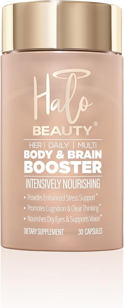 Halo Beauty Haar dagelijkse multi - 30 capsule Veganistische vrouwen multivitamine voor energie, geestelijke helderheid en wellness - Body & Brain Booster met B6, D3 & Zink