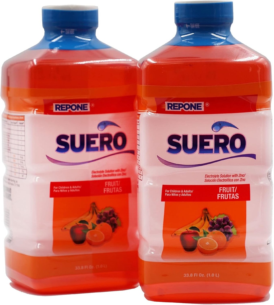 SUERO Electrolyte oplossing met zink, rehydrateert, herstelt mineralen en voedingsstoffen, aardbei smaak, 33,8 Fl Oz (verpakking van 2)