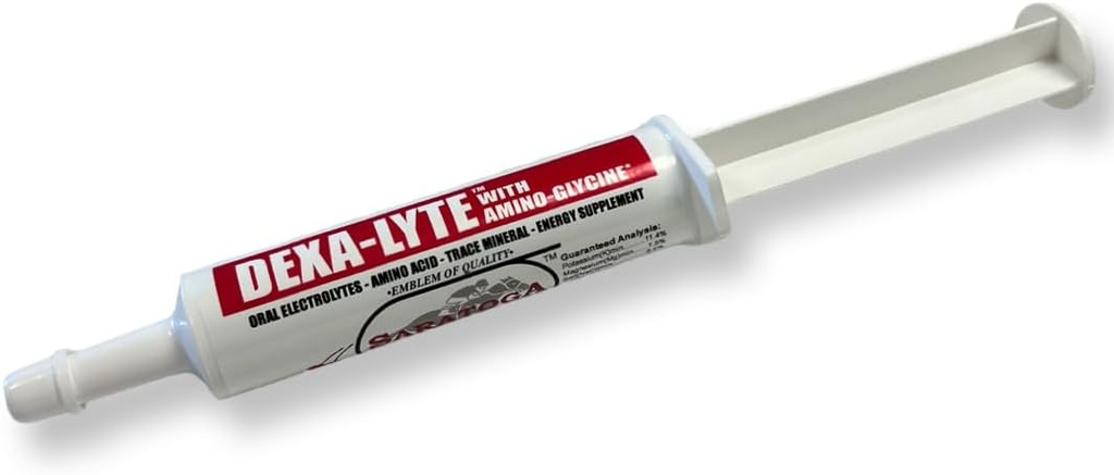 Dexa-Lyte - Premium Electrolyte & Amino Acid Energy Boost for Horses. Snelle replenishment van verloren mineralen van Oefening, Dehydratie en Extreme Weer. Makkelijk te toedienen spuit.
