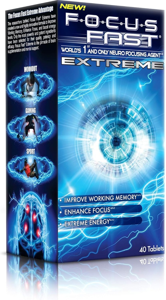 Focus Fast Extreme Nootropic Supplement. Verbeter het werkgeheugen, verhoog focus en verhoog energie in slechts 1 uur! Een hersenpil om alertheid en cognitie te bevorderen