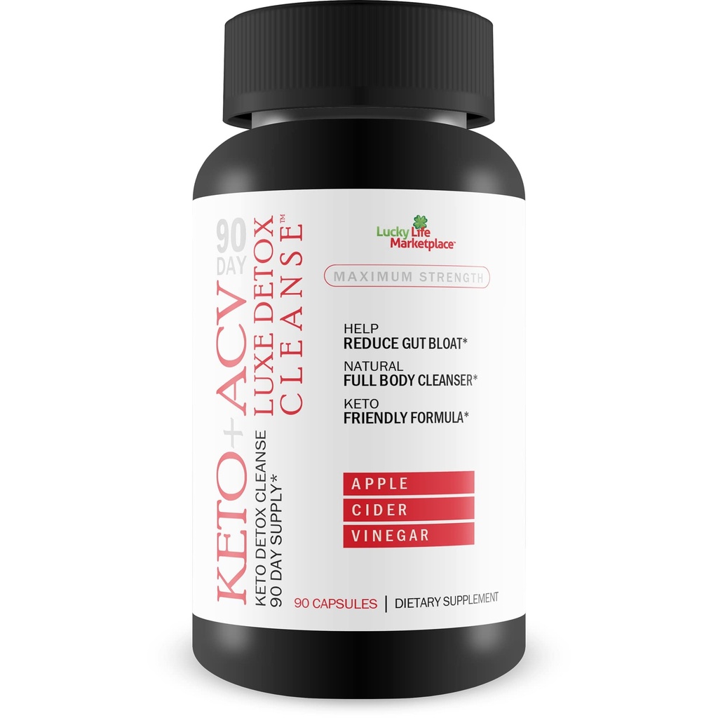 90 Dag Keto + Acv Luxe Detox Cleanse - Psyllium Keto Detox Cleanse 90 Day Supply - Help Verminder Gut Bloat & Belly Size - Volledige body Cleanser - Premium Keto Acv Luxe Cleanse Keto Lux