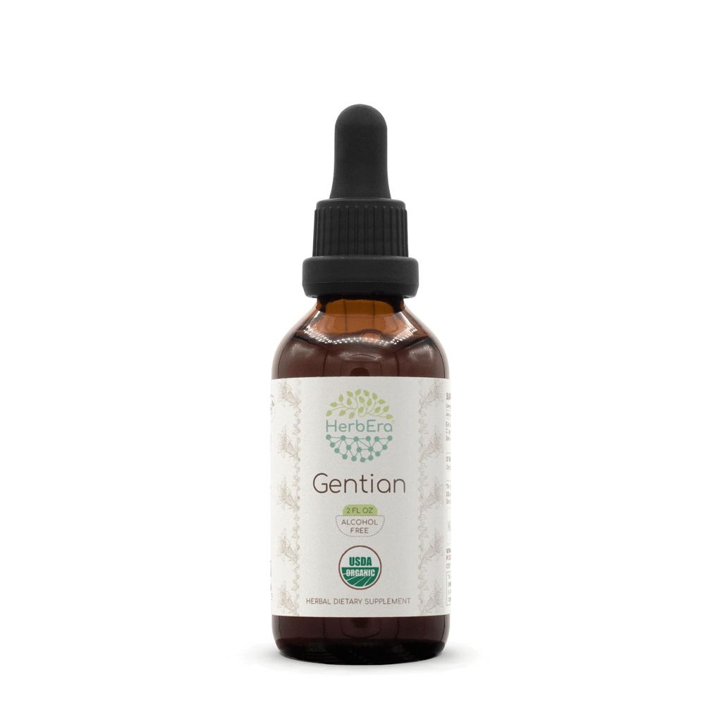 Gentiaan B60 Alcoholvrij Kruidenextract Tinctuur, Geconcentreerde Liquid Drops Natural USDA Biologische Gentiaan (Gentiana Lutea) Gedroogde Wortel (2 fl oz)