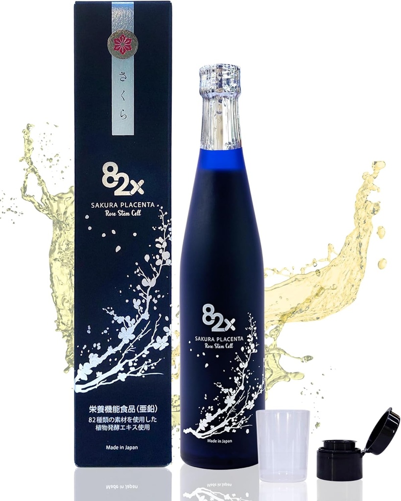 82X Stam Cell Placenta - 450.000mg Placenta + 15.000 Marine Collageen Peptides Supplement uit Japan met 82 gefermenteerde planten - Originele Liquid Collageen Placenta Drink, Gepatenteerd voor huidhaar Nagel