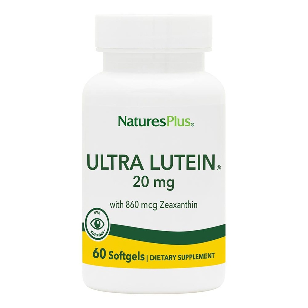 NaturesPlus Ultra Lutein 20 mg - 60 Softgels - Voedingsondersteuning voor gezonde oogfunctie - 60 porties