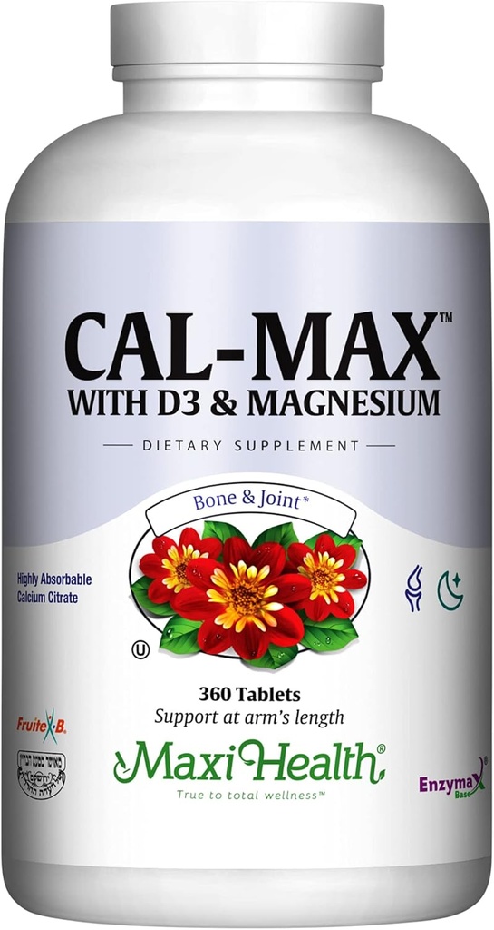 Calcium 1000 mg met vitamine D3 (400 IE) en Magnesium (750 mg) - Dieetsupplement voor bot, tanden, gezamenlijke ondersteuning - voor mannen en vrouwen - 360 tabletten