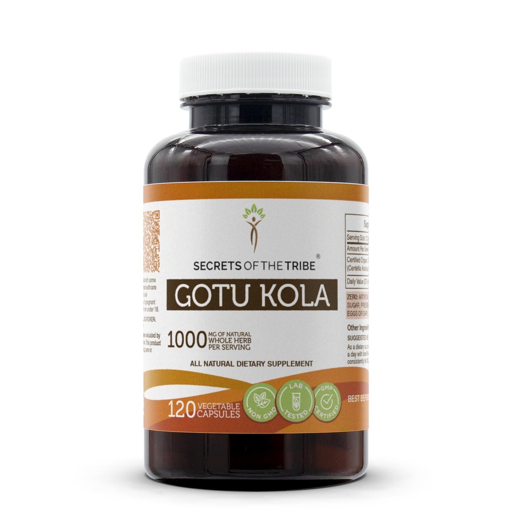 Geheimen van de Stam Gotu Kola 120 Capsules, 1000 mg, Gotu Kola (Centella Asiatica) Gedroogde Kruiden (120 Capsules)