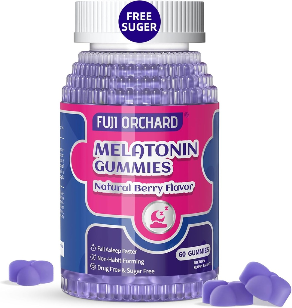 Melatonine Gummies 20mg - Natuurlijke slaaphulp - Slaapsupplement - Suikervrije melatonine Gummies Match met Magnesium Helpt je vallen Slaap Sneller en langer slapen - 60 Gummies Veganistisch