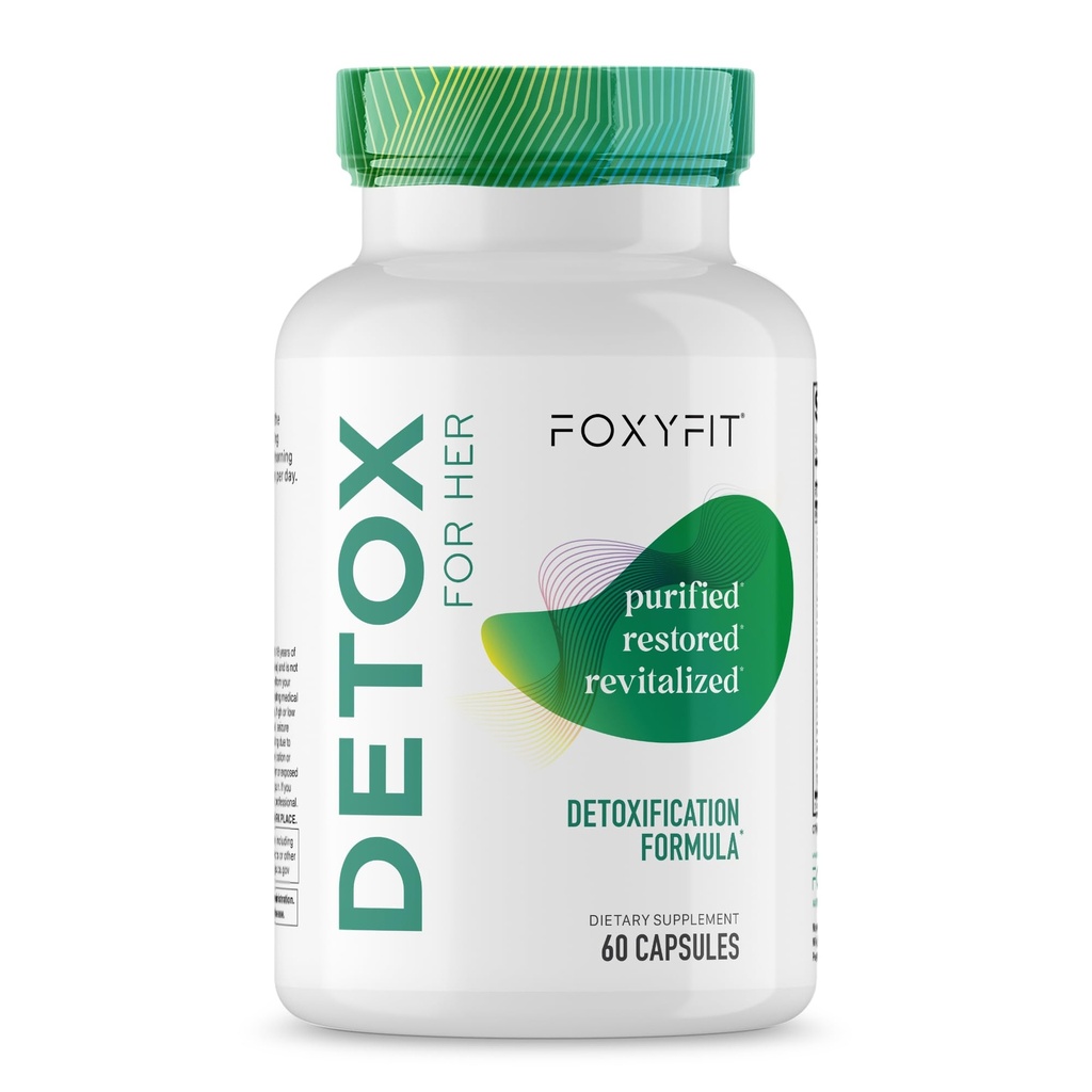 FoxyFit Detox voor haar 30 dagen Detox Reinigingsformule die een gezonde spijsverteringsfunctie ondersteunt, bevordert ontgifting, & balansen van binnenuit*