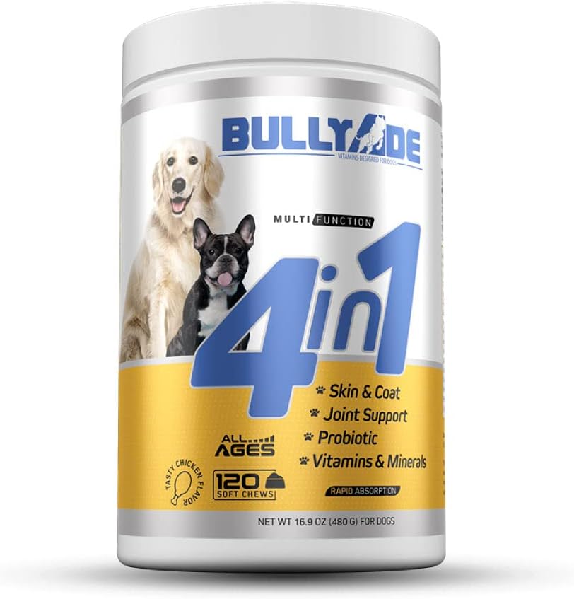 4 in 1 - Probiotische, Joint Support, Skin & Coat, Multi-Vitamine Zachte Kauwen voor honden, 16,9 oz