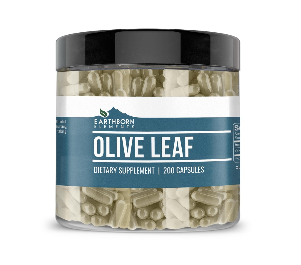 Earthborn Elements Olive Leaf Extract 200 Capsules, Pure & Onverdund, Geen Additieven